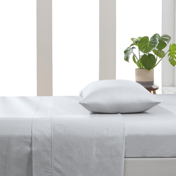 ESSN 500TC Cotton Sateen Flat Sheet Silver Queen Bed Carousel 1