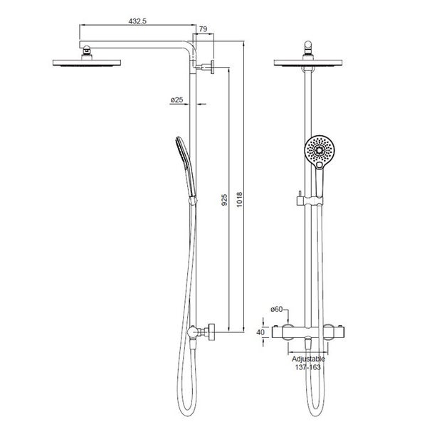 DAMAGED BOX - SPLASH PLUS COLUMN SHOWER W/INTEGRATED THERMOSTATIC MIXER 3FCT CP Carousel 2