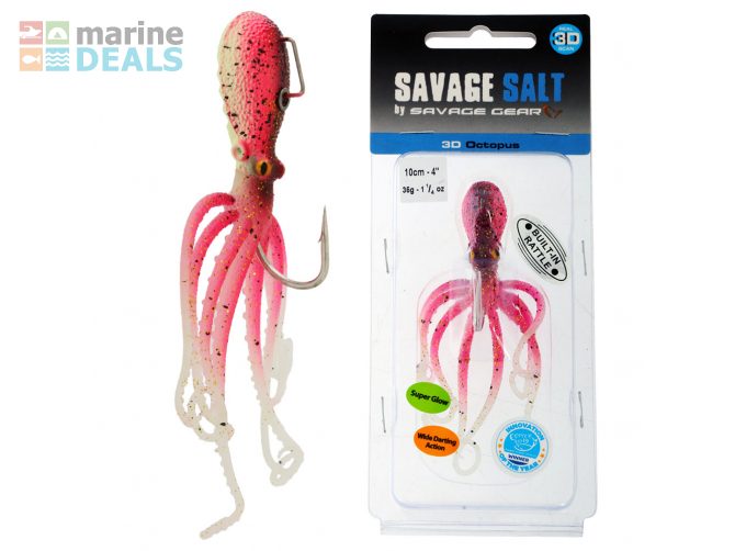 Savage Gear 3D Octopus Soft Jig 35g 10cm Pnk Glow Carousel 1