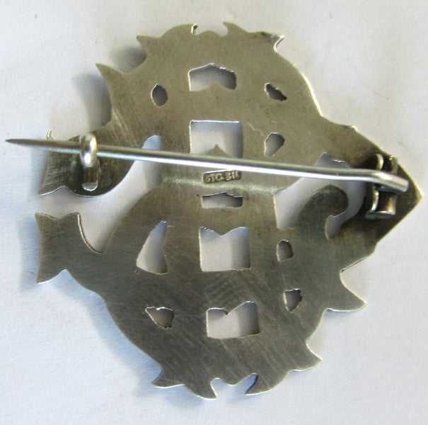 ANTIQUE STERLING SILVER MONOGRAM BROOCH "S.H.C." - CIRCA 1900 Carousel 2