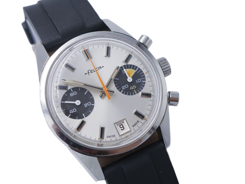 FELCA 1970s Titoni VINTAGE DATO Manual Chronograph Steel Mens Wristwatch Rf 4368 Carousel 12