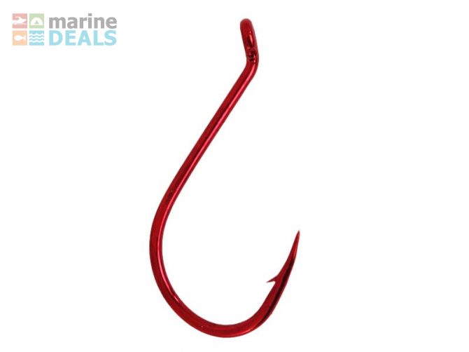 Mustad 92554NPR Big Red Suicide Hooks 6/0 Qty 5 Carousel 1