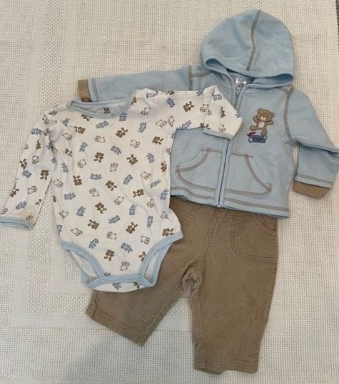 3-piece teddy bear set: top, pants & jacket (size: 6-9 months) Carousel 1
