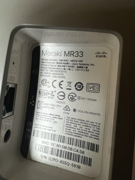 Cisco Meraki MR33 / MR33-HW Wireless Access Point Carousel 2