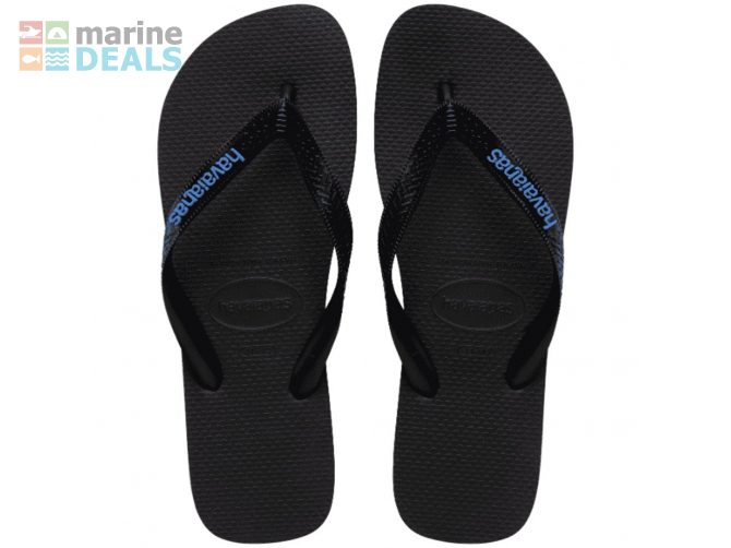 Havaianas Logo Filete Jandals Black/Blue Mens US1… Carousel 1