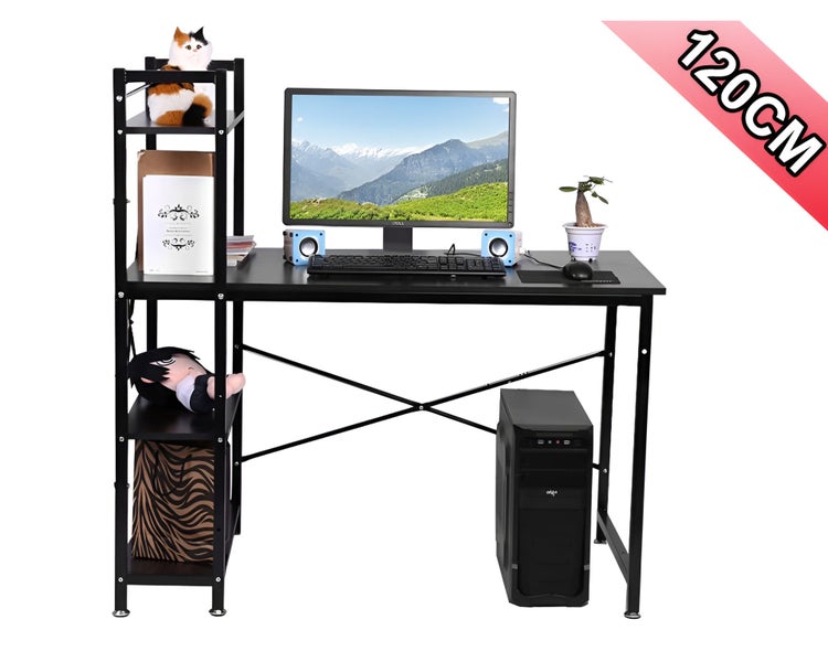 Compact Desk with Lower Storage for Home Office White Carousel 1