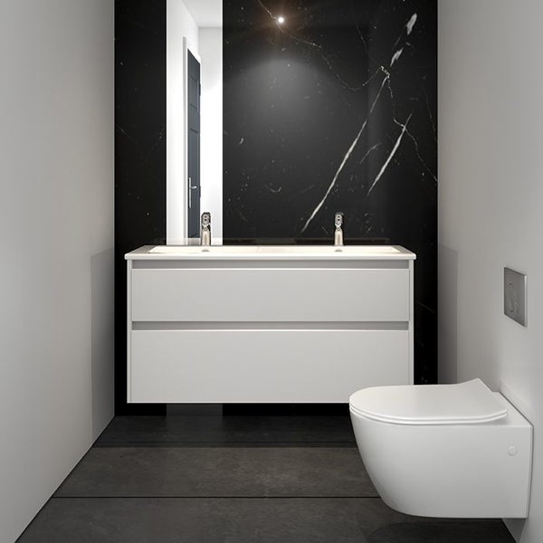 CANCELLED JOB - NOVARA WALL 1200 POLYMARBLE 2XBOWL 2XDRW WHITE GLOSS Carousel 4