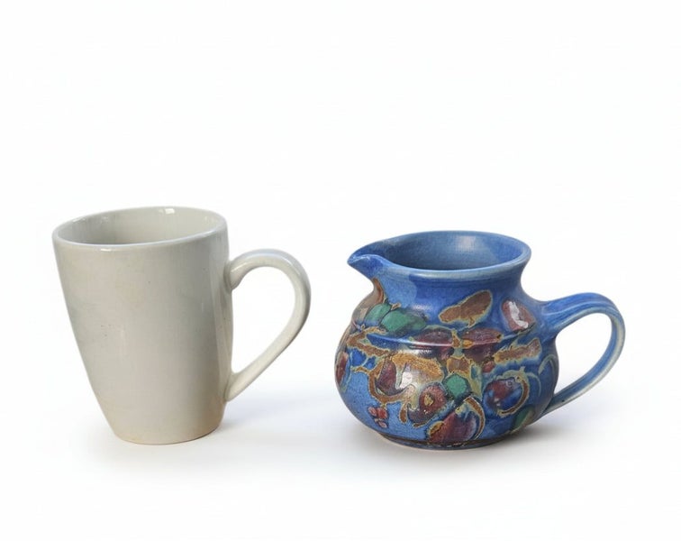 Sue Hardie Mount Yule Pottery Blue Floral Jug signed Carousel 2