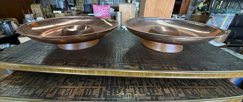Matching Copper Dishes on Wooden Stands Carousel 2