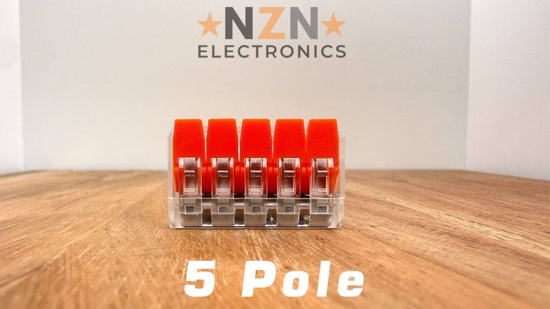 Wire Connectors 5-Pole Lever Terminal – 5 Pack – WAGO-Style Quick Splice 32A Carousel 1