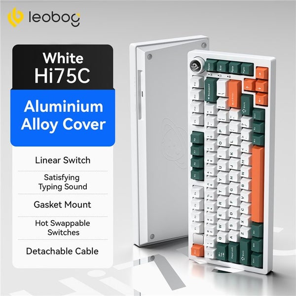 LEOBOG Hi75c Wired Mechanical Gaming Keyboard - White Orange Green Linear Switch Carousel 2
