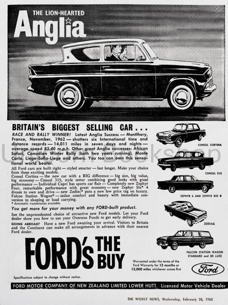 VINTAGE NEWSPAPER ADVERT: 1963 Ford Anglia Carousel 1