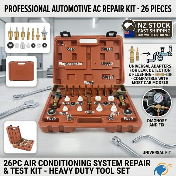 26pcs Car AC Leak Test Kit - Air Conditioning System Detector & Flush Carousel 1