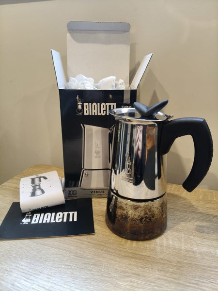A Large Bialetti Italian INOX Stainless Steel Moka Coffee Espresso Pot Maker Carousel 1