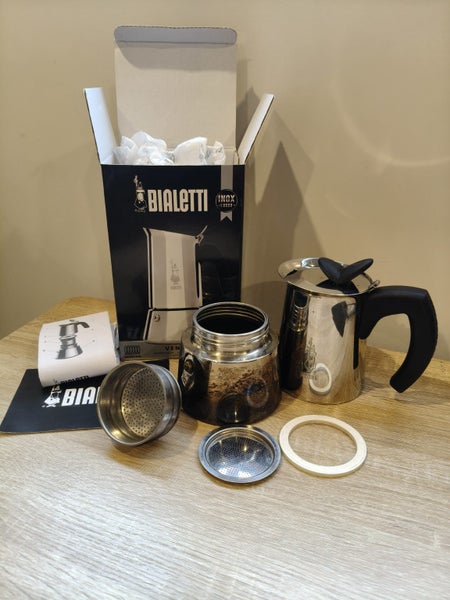 A Large Bialetti Italian INOX Stainless Steel Moka Coffee Espresso Pot Maker Carousel 2