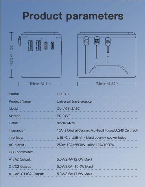 Universal travel adapter (NZ Stock & Dispatch same day) Carousel 10