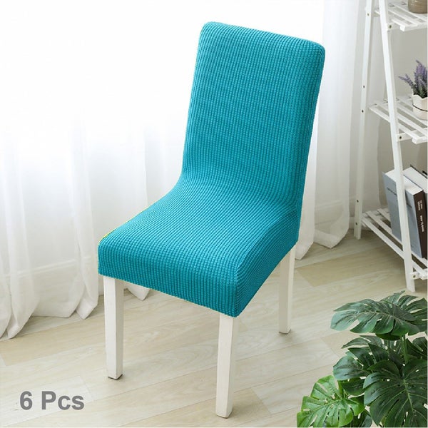 6Pcs Stretch Dining Room Chair Covers - Turquoise *Local Clearance* Carousel 1