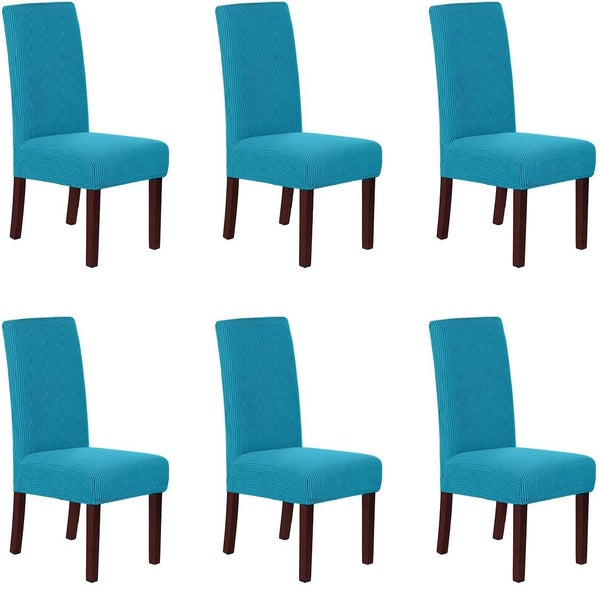 6Pcs Stretch Dining Room Chair Covers - Turquoise *Local Clearance* Carousel 2