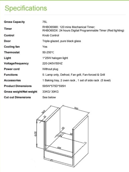 Robinhood Stainless Steel 60cm wall oven Carousel 7