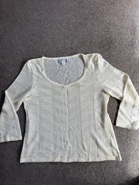 OPTIMUM MADE IN NZ BEAUTIFUL LEMON KNIT TOP PURE WOOL/COTTON SIZE12 Carousel 4