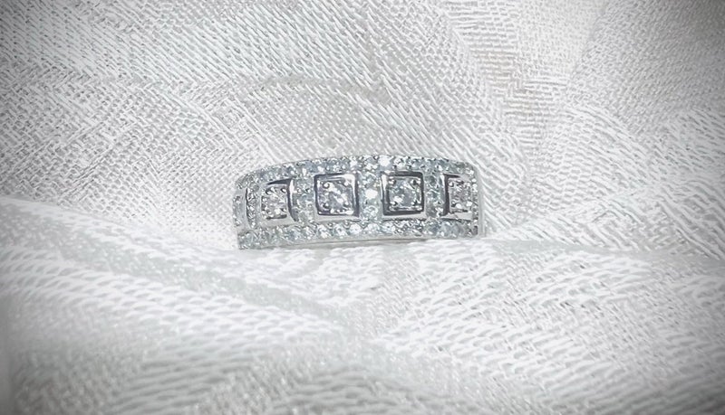 EXQUISITE PLATINUM FINISH SIM. DIAMOND 18KGB ETERNITY BAND SZ 10 *NO RES* Carousel 1