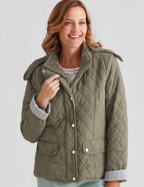 Millers Khaki Hooded Quilted Jacket ~ Sizes 20 & 22 Carousel 1