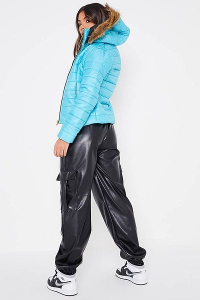 Aqua Sea Hooded High Shine Padded Jacket ~ Size 14 Carousel 5