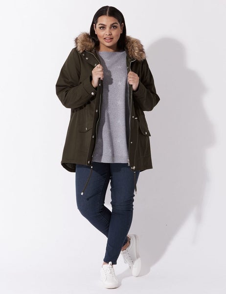 Curve Society Olive Hooded Anorak Jacket ~ Size 18-20 Carousel 1