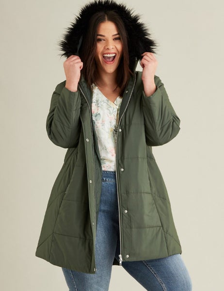 Autograph Olive Longline Padded Jacket ~ Size 20-22 Carousel 1