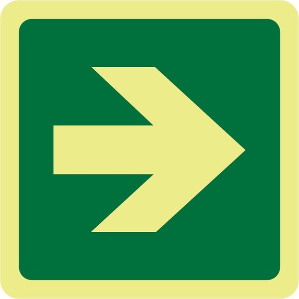 Exit Sign Luminescent | Right Arrow 162mm x 162mm Carousel 1