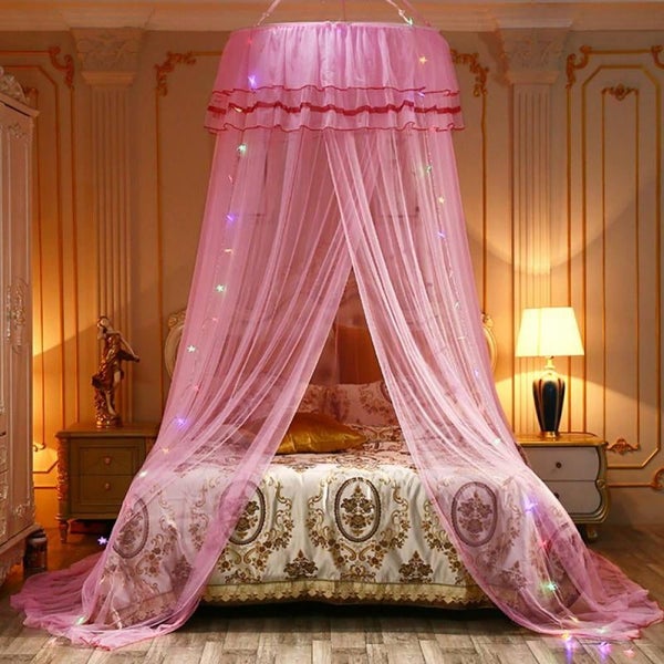 Princess Bed Canopy Netting Mosquito Net Round Lace Dome for Twin Full and Qu Carousel 2