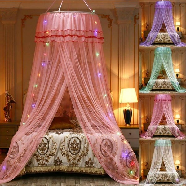 Princess Bed Canopy Netting Mosquito Net Round Lace Dome for Twin Full and Qu Carousel 5