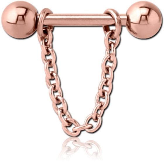 Rose Gold PVD Chain Nipple Bar. Carousel 1