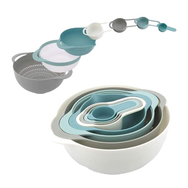 8Pcs Plastic Basin Set Drain Basket Washing Mixing Bowl Kitchen Baking Tools Carousel 7
