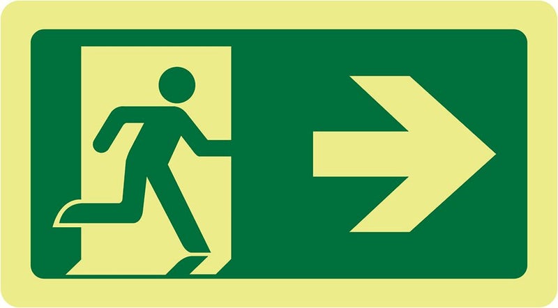 Exit Sign Luminescent | Running Man Right Arrow 420mm x 230mm Carousel 1
