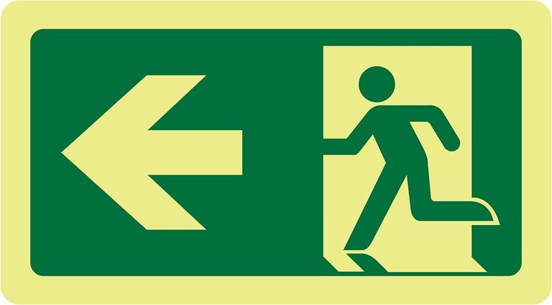 Exit Sign Luminescent | Running Man Left Arrow 420mm x 230mm Carousel 1