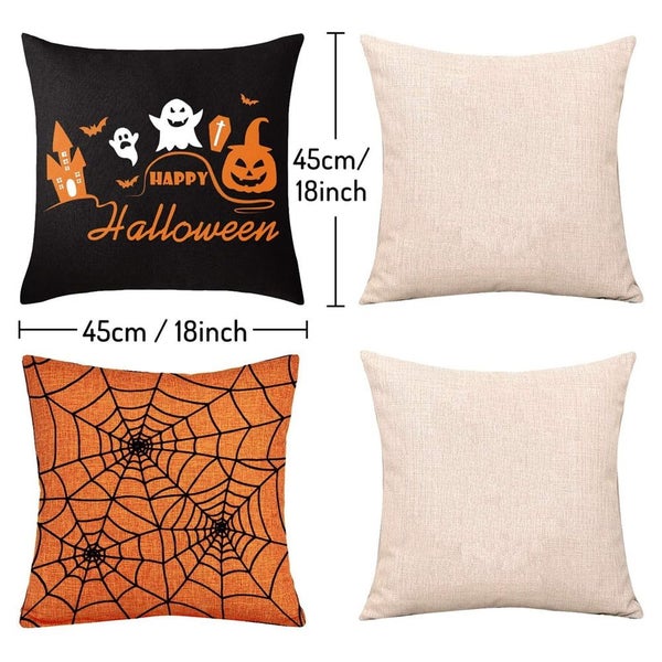 Halloween Pillow Covers 18 x 18 Inch, Soft Linen Trick or Treat Pillowcase, H Carousel 6