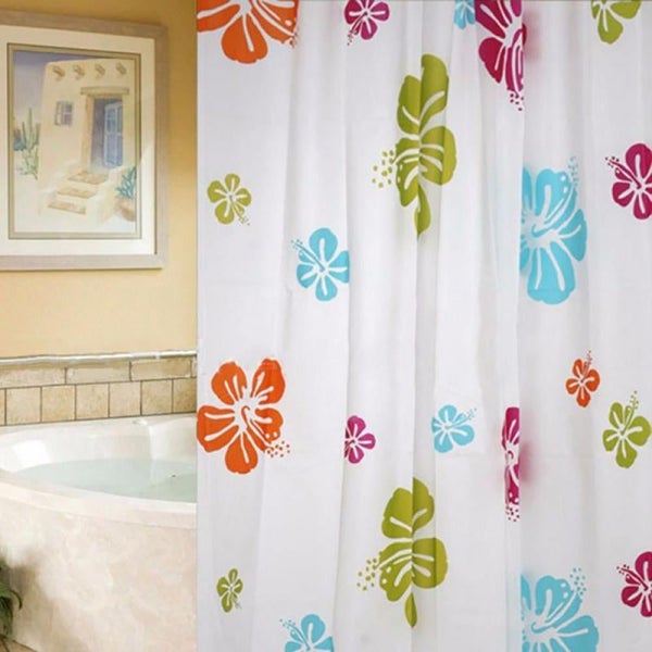 White Shower Curtain, Bath Shower Curtains Liner for Bathroom, Waterproof Sho Carousel 1