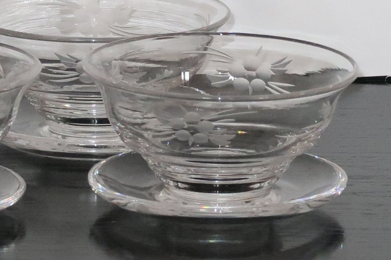 ***VINTAGE STUART CRYSTAL ETCHED DISHES WIH BASE*** Carousel 2