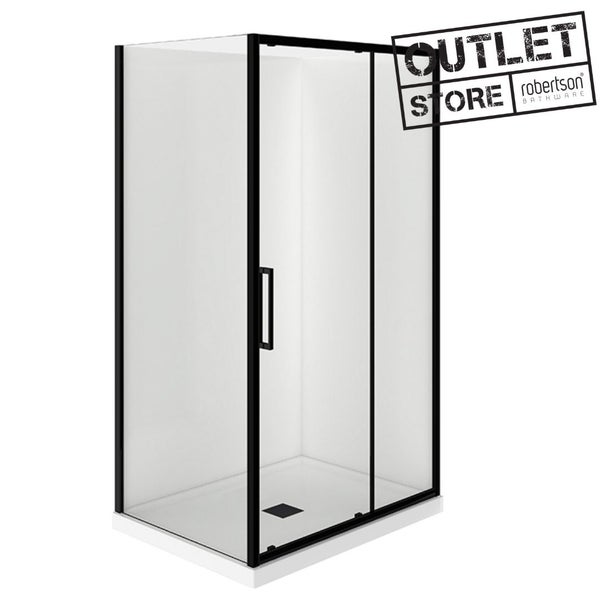 DAMAGED BOXES - EVOLVE SHOWER SQUARE 12X8 2 SIDED RH CTR BLACK F/W Carousel 1