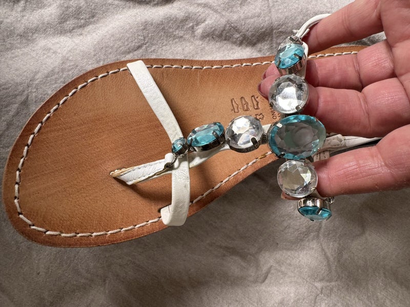F.M.P. PRETTY SANDALS WITH DIAMANTE BEADS MADE IN ITALY SIZE EU 38 NZ 7 NEW Carousel 1
