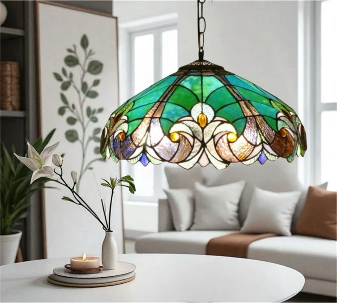 Large 40cm (16") Shade Tiffany Pendant Light Carousel 1
