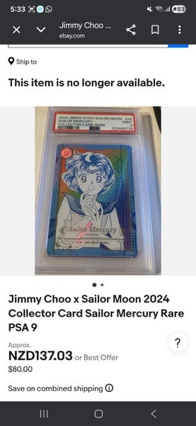 Sailor Mercury Graded 9 – Jimmy Choo x Sailor Moon JC-02N Foil – Mint 9 Carousel 3