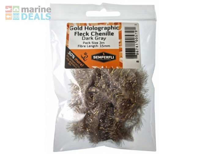 Semperfli Gold Holographic Fleck Chenille 15mm La… Carousel 1