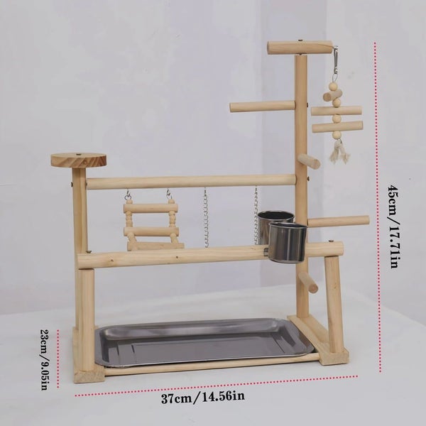 Bird Playground Parrot Playstand Wood Bird Perches Stand, Bird Play Gym Playp Carousel 4