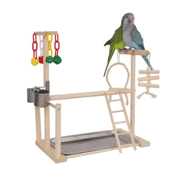 Bird Playground Parrot Playstand Wood Bird Perches Stand, Bird Play Gym Playp Carousel 1