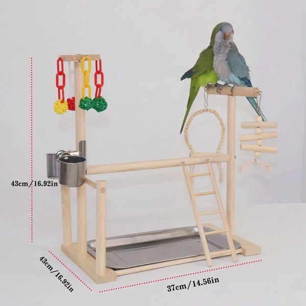 Bird Playground Parrot Playstand Wood Bird Perches Stand, Bird Play Gym Playp Carousel 4