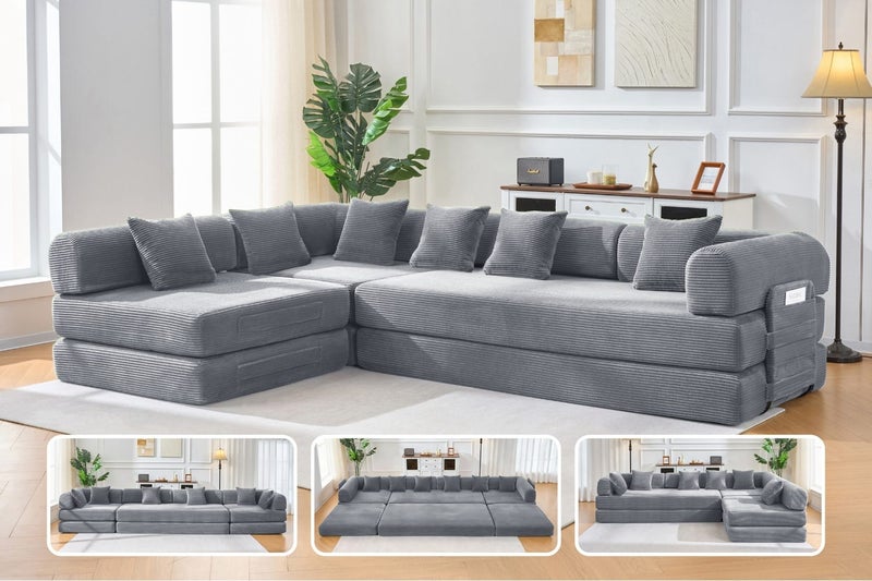 SINDARA Modular Compressed Sofa/Folding Sofa Bed Range (Grey) Carousel 1