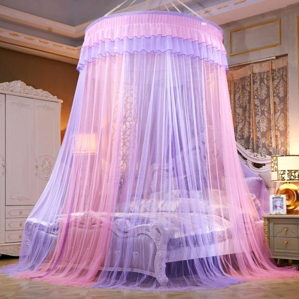 Purple Round Lace Curtain Dome Bed Canopy Netting Princess Mosquito Net Carousel 1