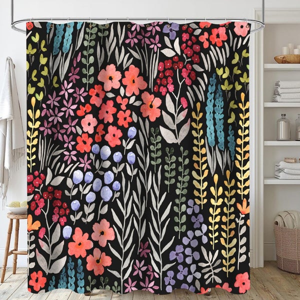 Cute Floral Flower Shower Curtain for Bathroom Decor 72Wx72H Watercolor Sprin Carousel 6